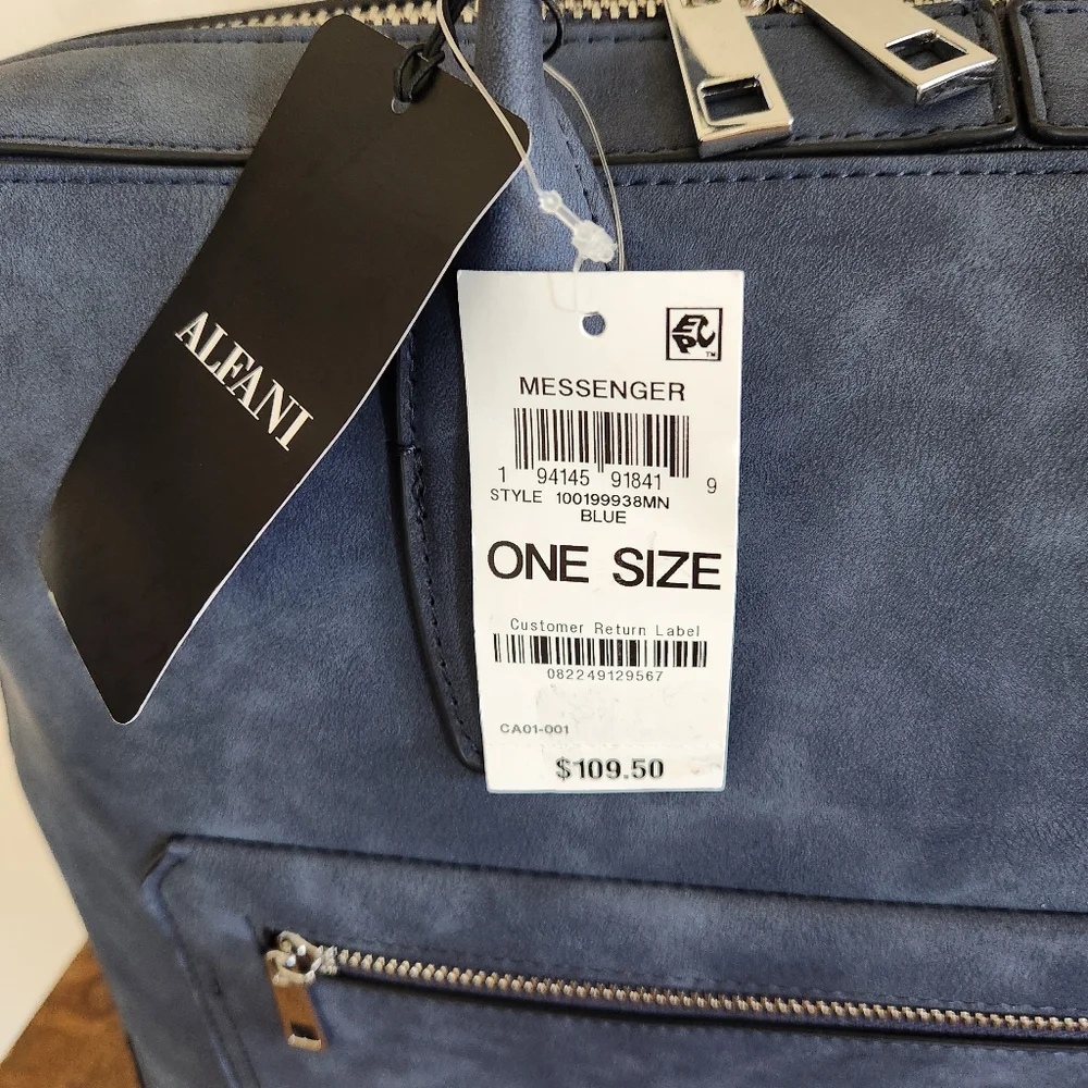 Alfani Blue Suede Messenger Bag NWT